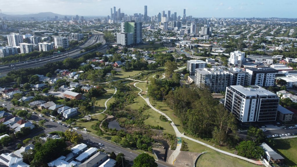 Drone View of Brisbane City from Hanlon Park